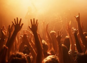 Rearview of a crowd at a music gig with their hands raised in the air. This concert was created for the sole purpose of this photo shoot, featuring 300 models and 3 live bands. All people in this shoot are model released.http://195.154.178.81/DATA/i_collage/pi/shoots/782588.jpg